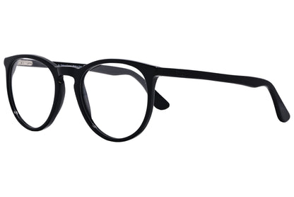 Cellini Round Black Eyeglasses Frame Viewed From A 45-Degree Angle.