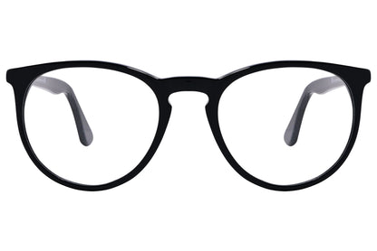 Cellini Round Black Eyeglasses Frame Viewed From Front View.