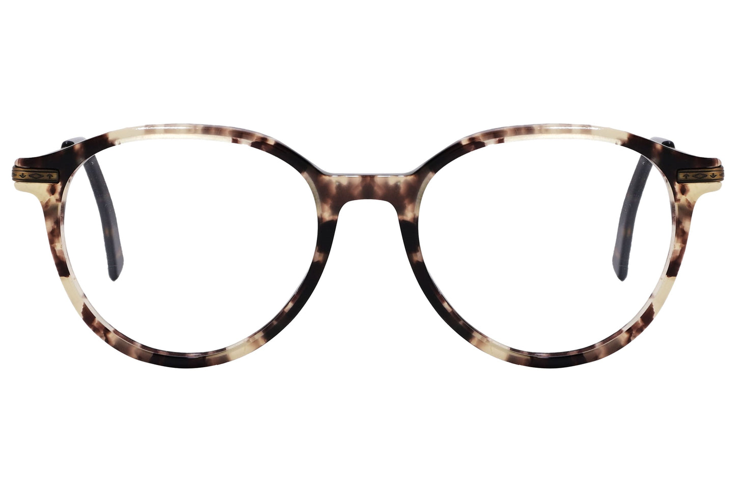 Cellini Round Tortoise Eyeglasses Frame Viewed From Front View.