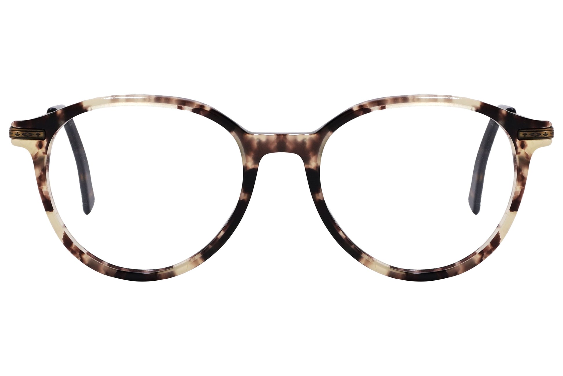 Cellini Round Tortoise Eyeglasses Frame Viewed From Front View.