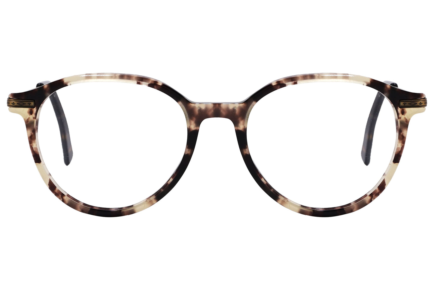 Cellini Round Tortoise Eyeglasses Frame Viewed From Front View.