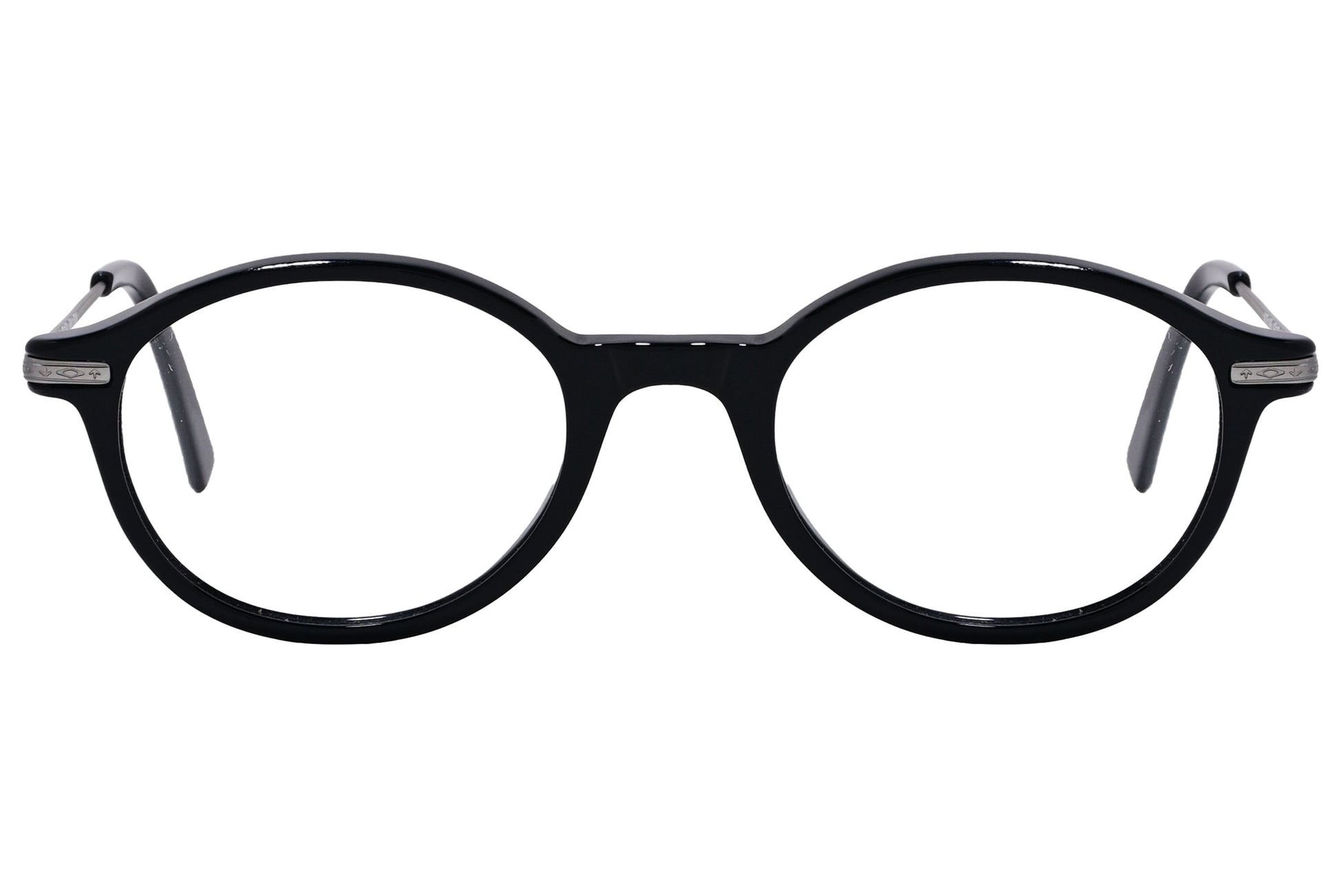 Cellini Oval Black And Silver Eyeglasses Frame Viewed From Front View.