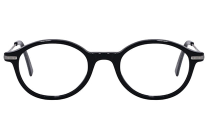 Cellini Oval Black And Silver Eyeglasses Frame Viewed From Front View.