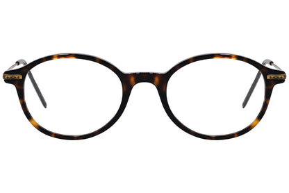 Cellini Oval Tortoise And Gold Eyeglasses Frame Viewed From Front View.