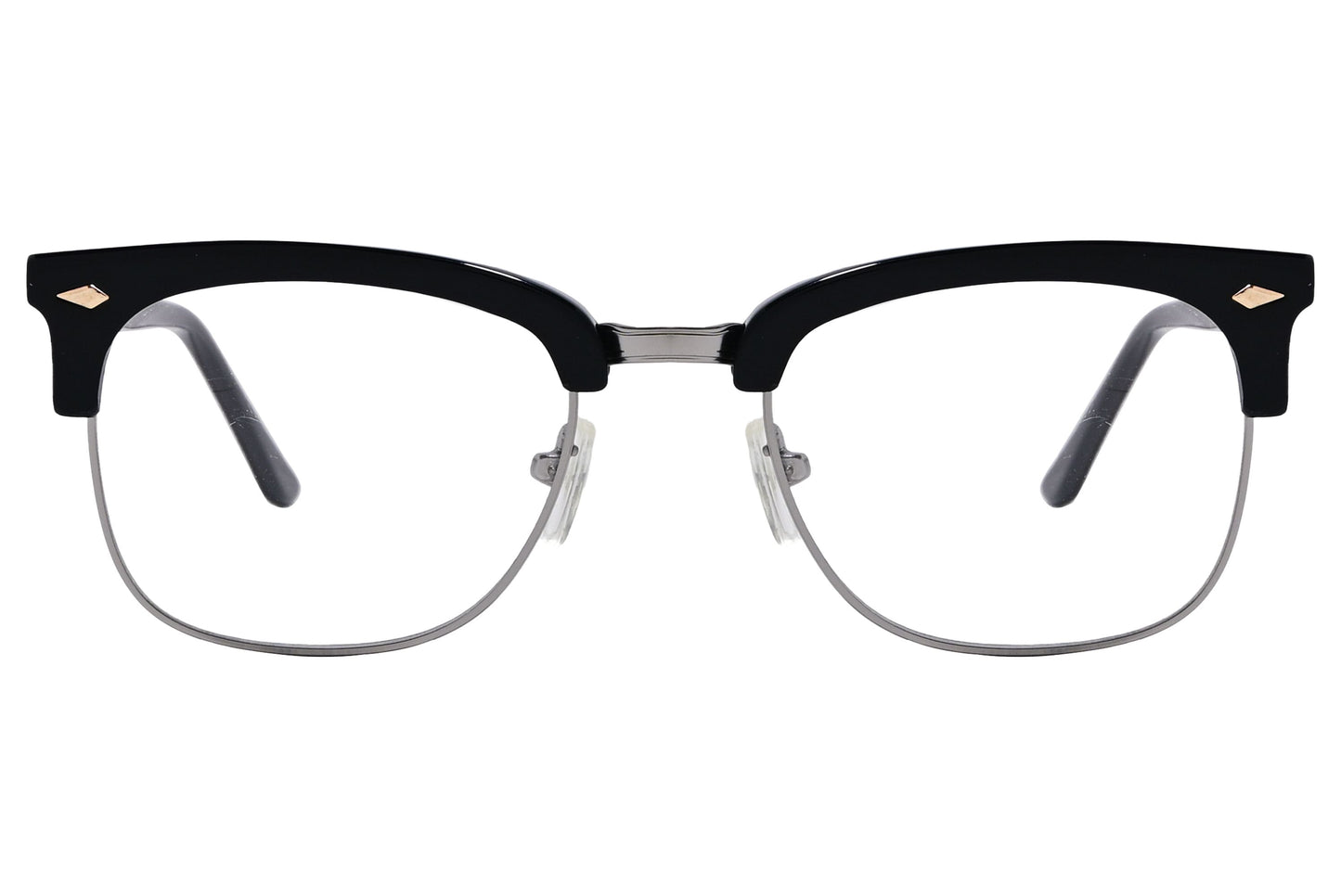 Cellini Browline Black Eyeglasses Frame Viewed From Front View.