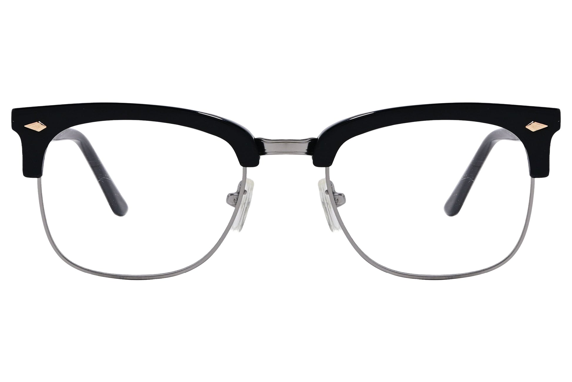 Cellini Browline Black Eyeglasses Frame Viewed From Front View.