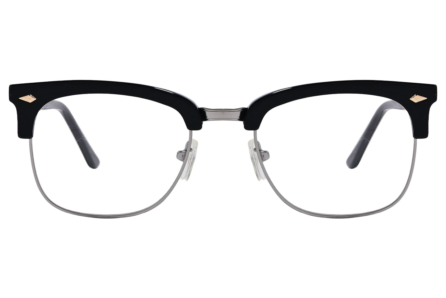 Cellini Browline Black Eyeglasses Frame Viewed From Front View.