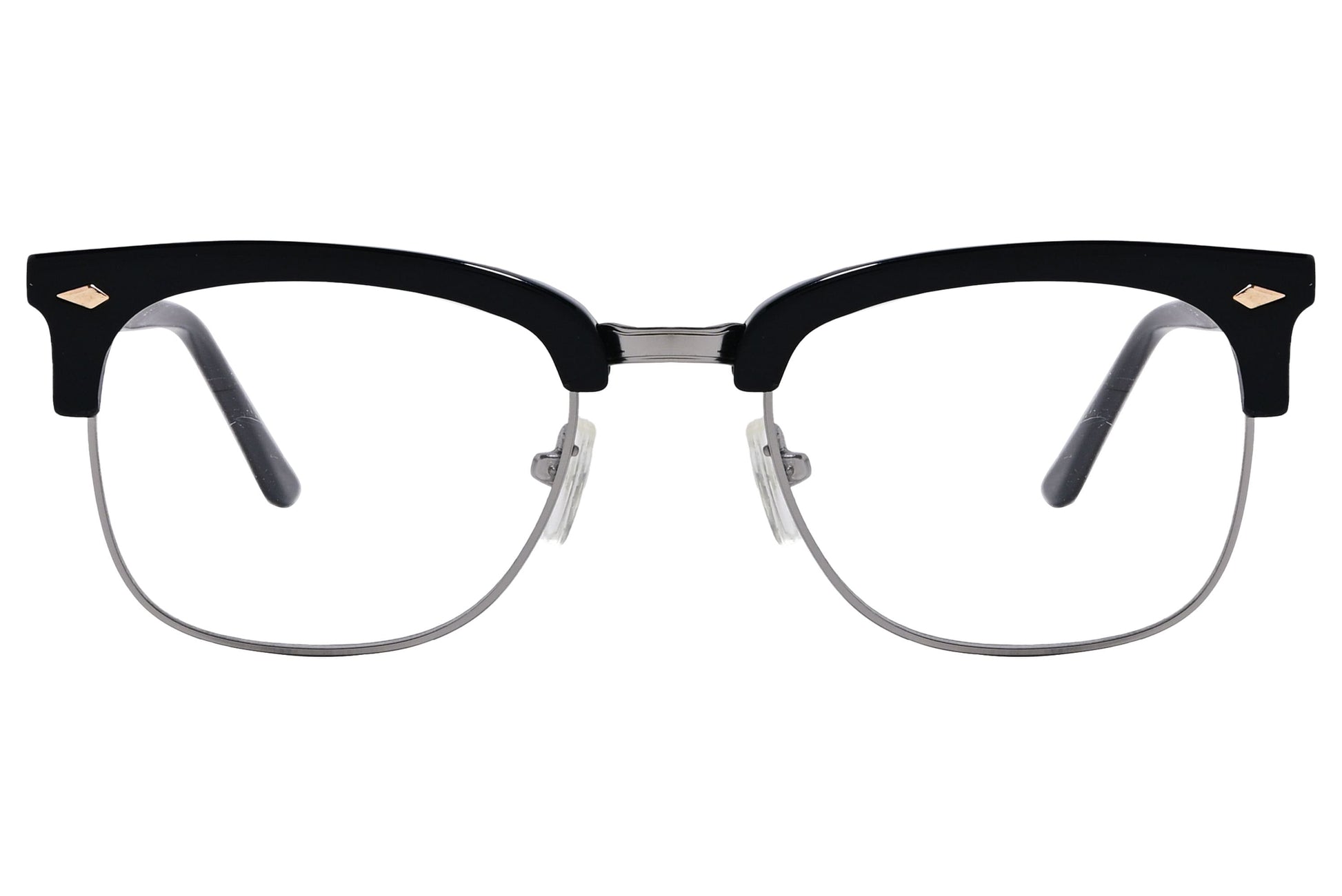 Cellini Browline Black Eyeglasses Frame Viewed From Front View.