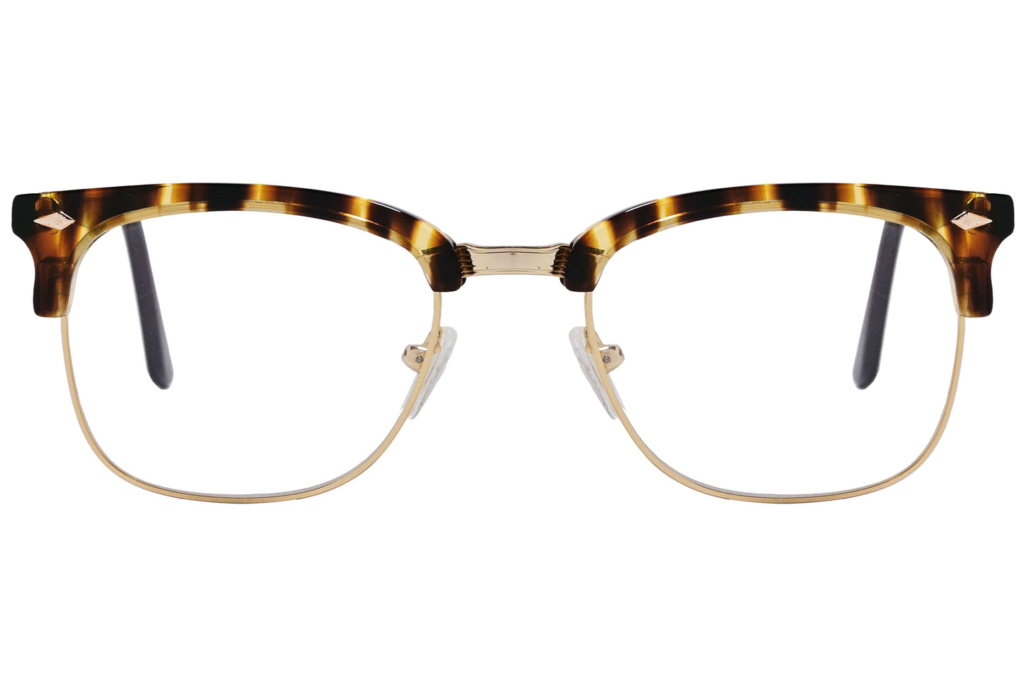 Cellini Browline Tortoise And Gold Eyeglasses Frame Viewed From Front View.