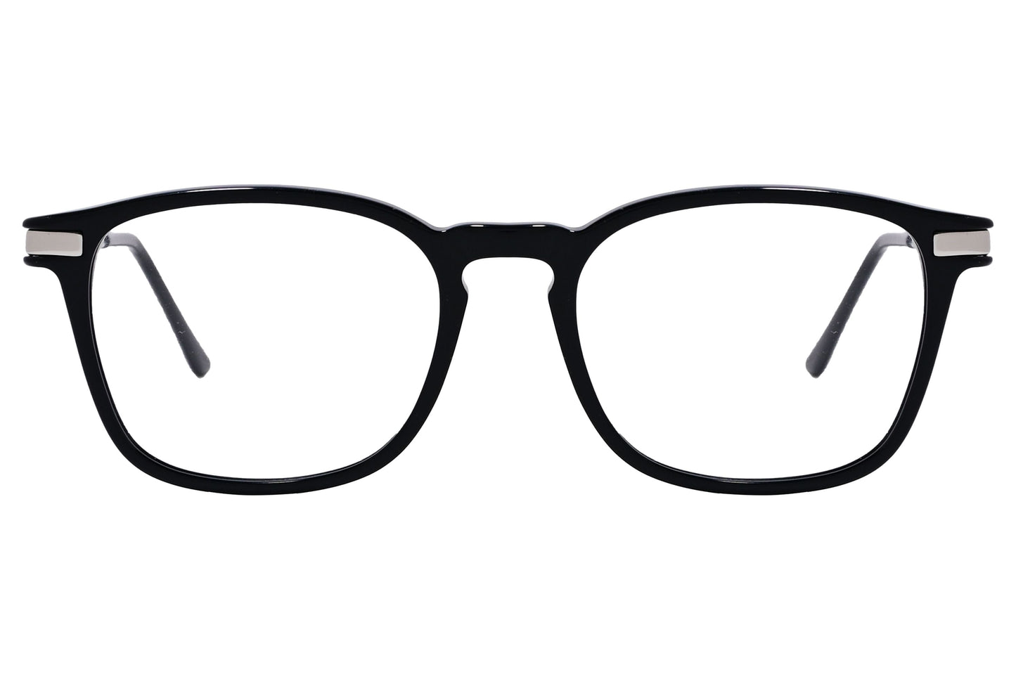 Cellini Square Black And Silver Eyeglasses Frame Viewed From Front View.