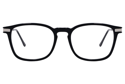 Cellini Square Black And Silver Eyeglasses Frame Viewed From Front View.