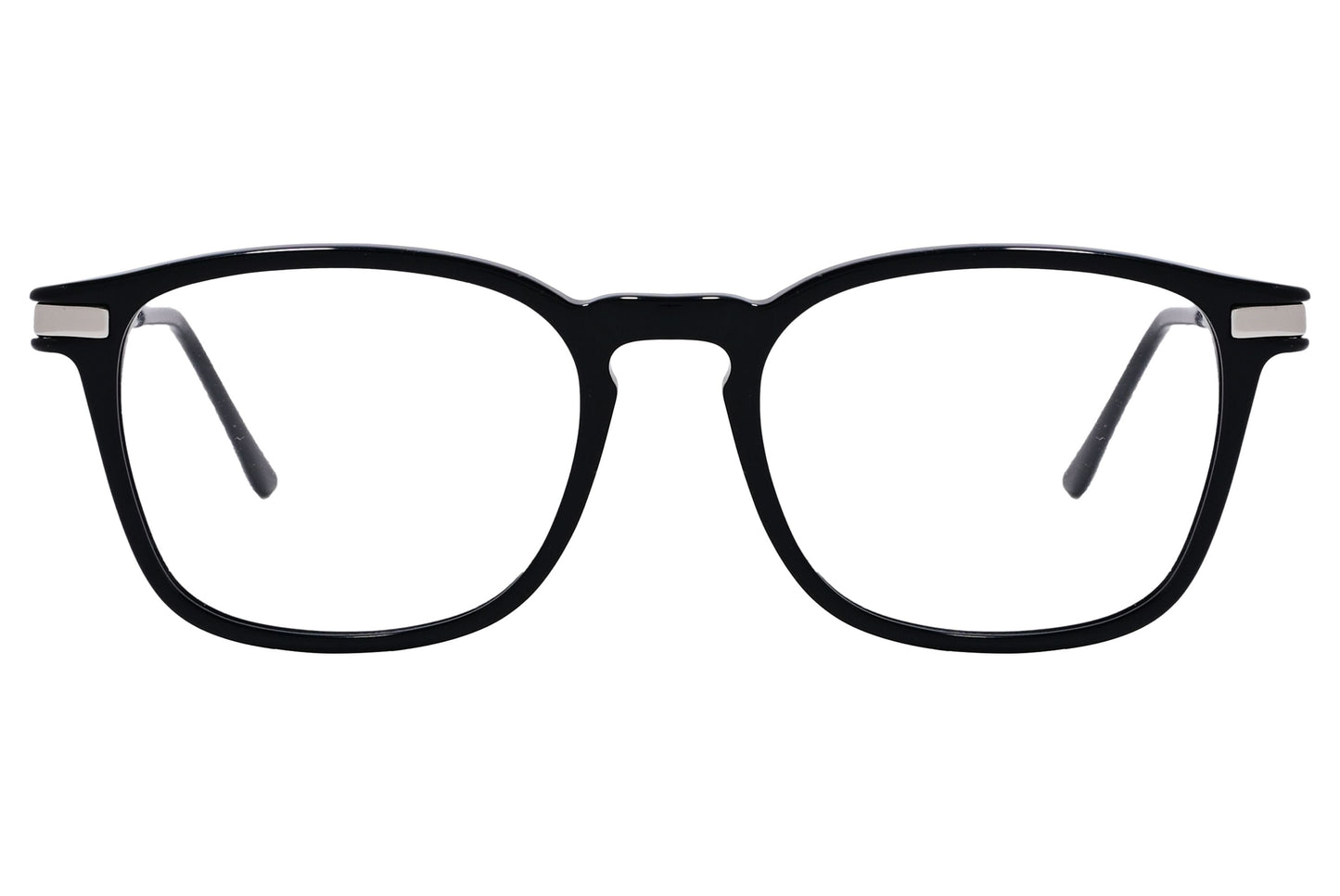 Cellini Square Black And Silver Eyeglasses Frame Viewed From Front View.