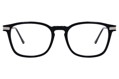 Cellini Square Black And Silver Eyeglasses Frame Viewed From Front View.