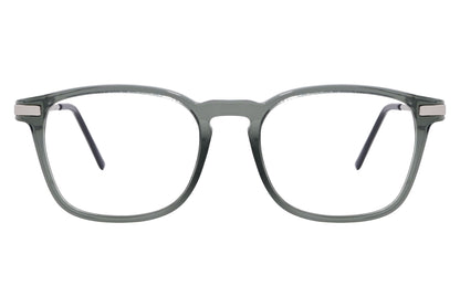 Cellini Square Gray And Silver Eyeglasses Frame Viewed From Front View.