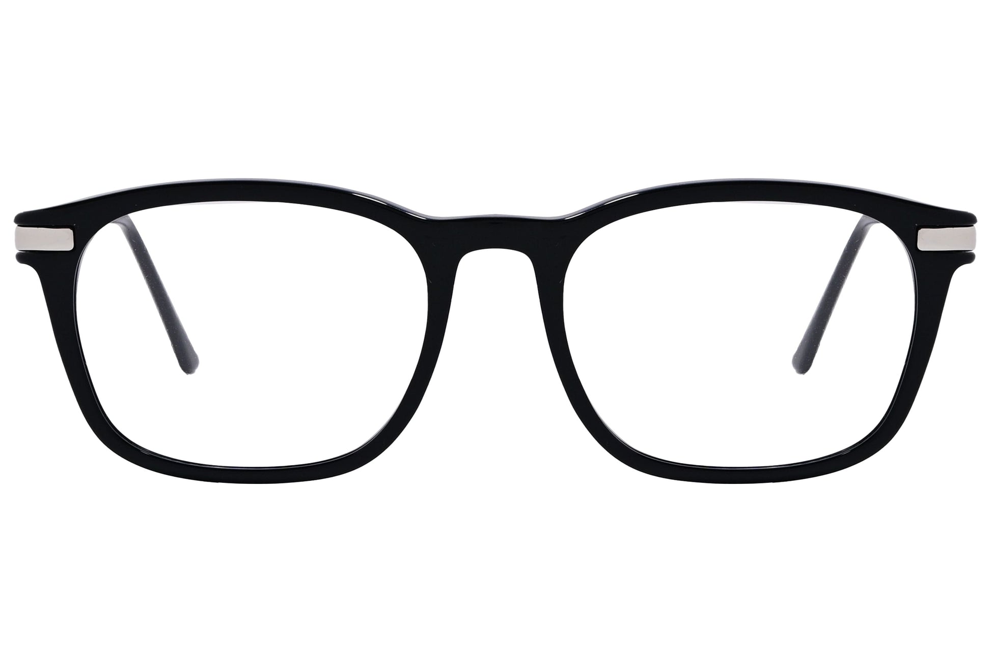 Cellini Square Black And Silver Eyeglasses Frame Viewed From Front View.