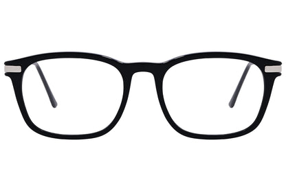 Cellini Square Black And Silver Eyeglasses Frame Viewed From Front View.