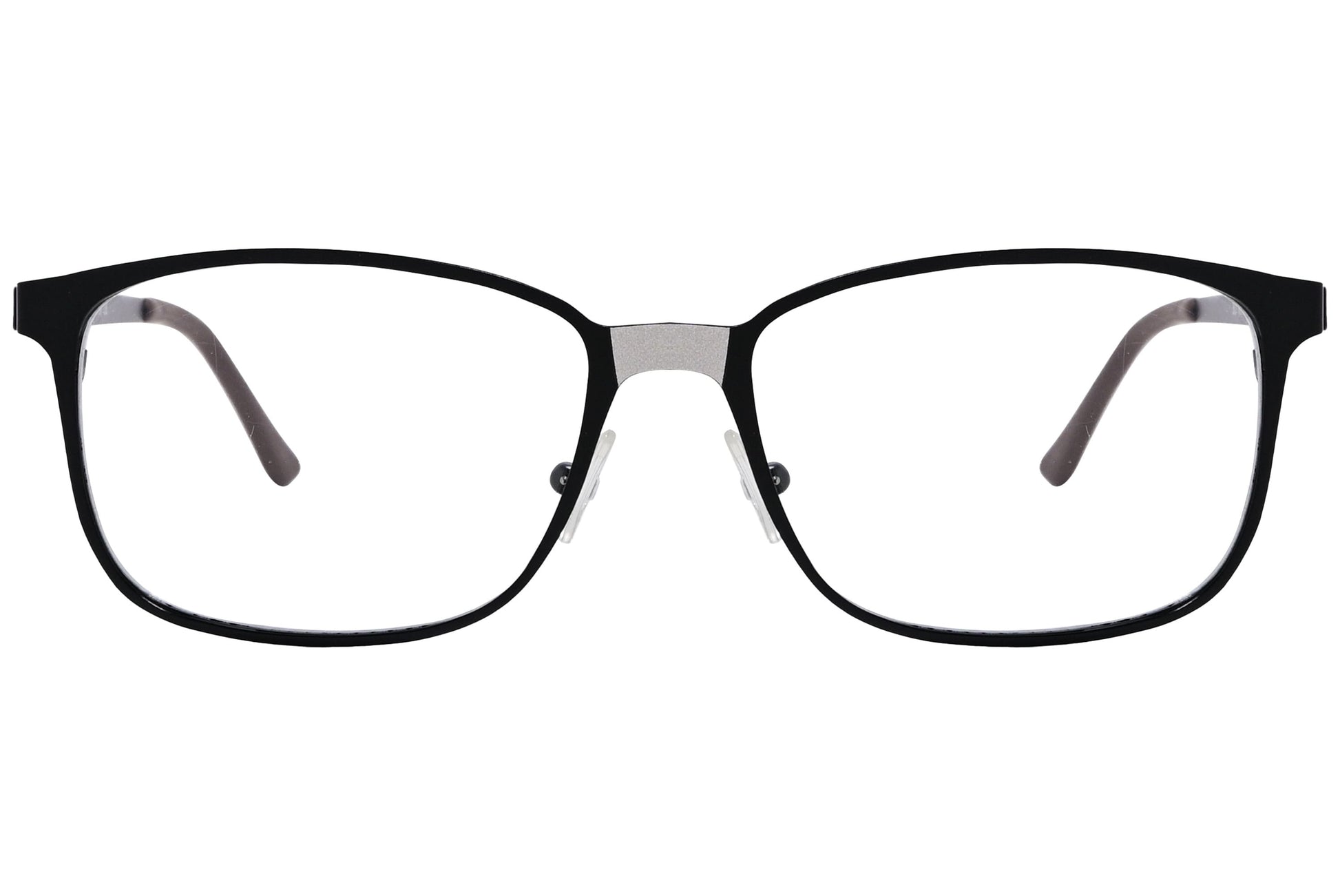 cellini rectangle black eyeglasses frame viewed from front angle.