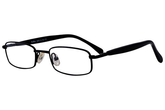 cellini rectangle black eyeglasses frame viewed from a 45-degree angle.