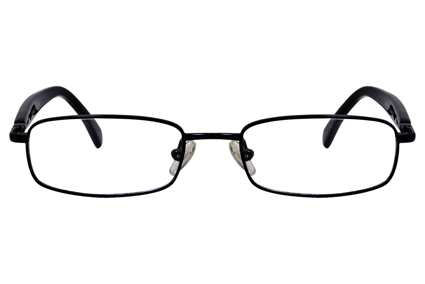 cellini rectangle black eyeglasses frame viewed from front angle.