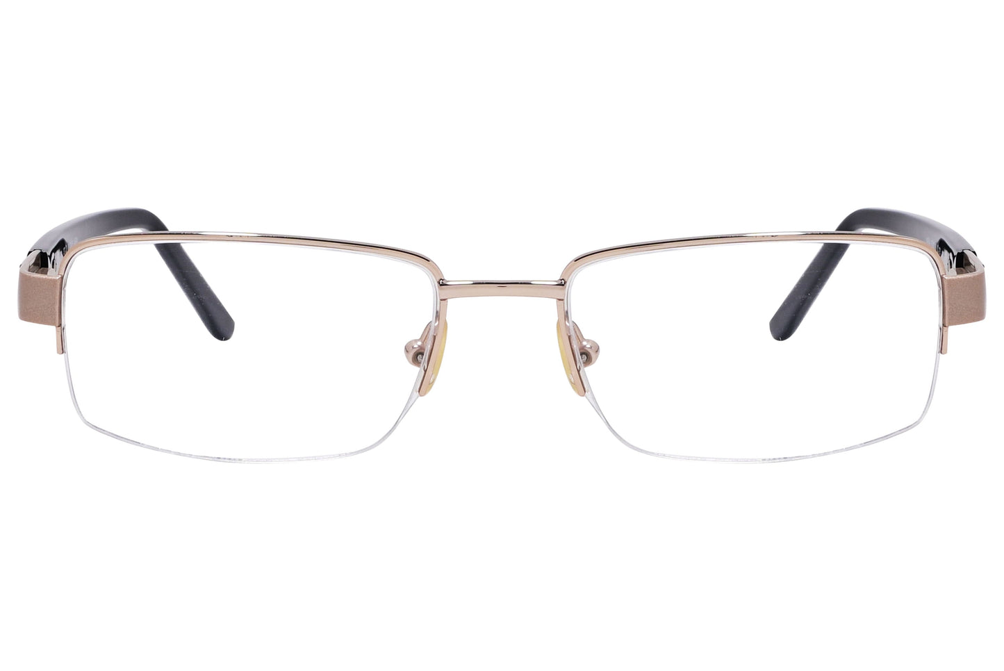 cellini rectangle black eyeglasses frame viewed from front angle.