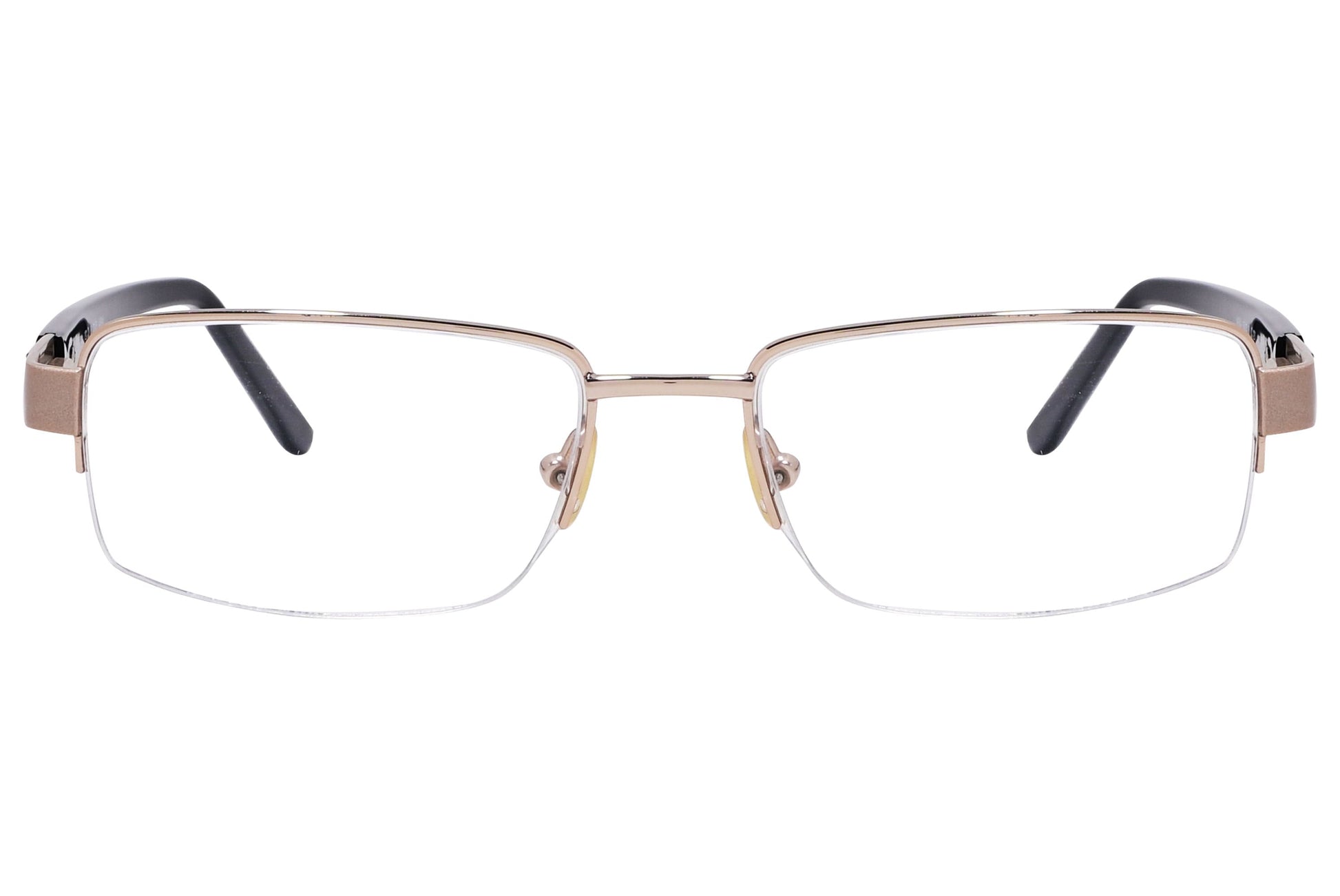 cellini rectangle black eyeglasses frame viewed from front angle.