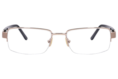 cellini rectangle black eyeglasses frame viewed from front angle.