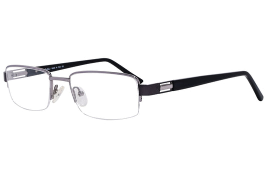 cellini rectangle black eyeglasses frame viewed from a 45-degree angle.