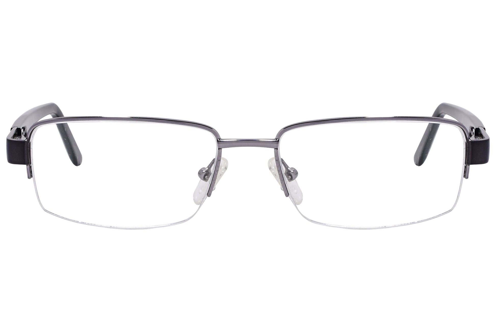 cellini rectangle black eyeglasses frame viewed from front angle.