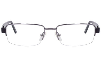 cellini rectangle black eyeglasses frame viewed from front angle.