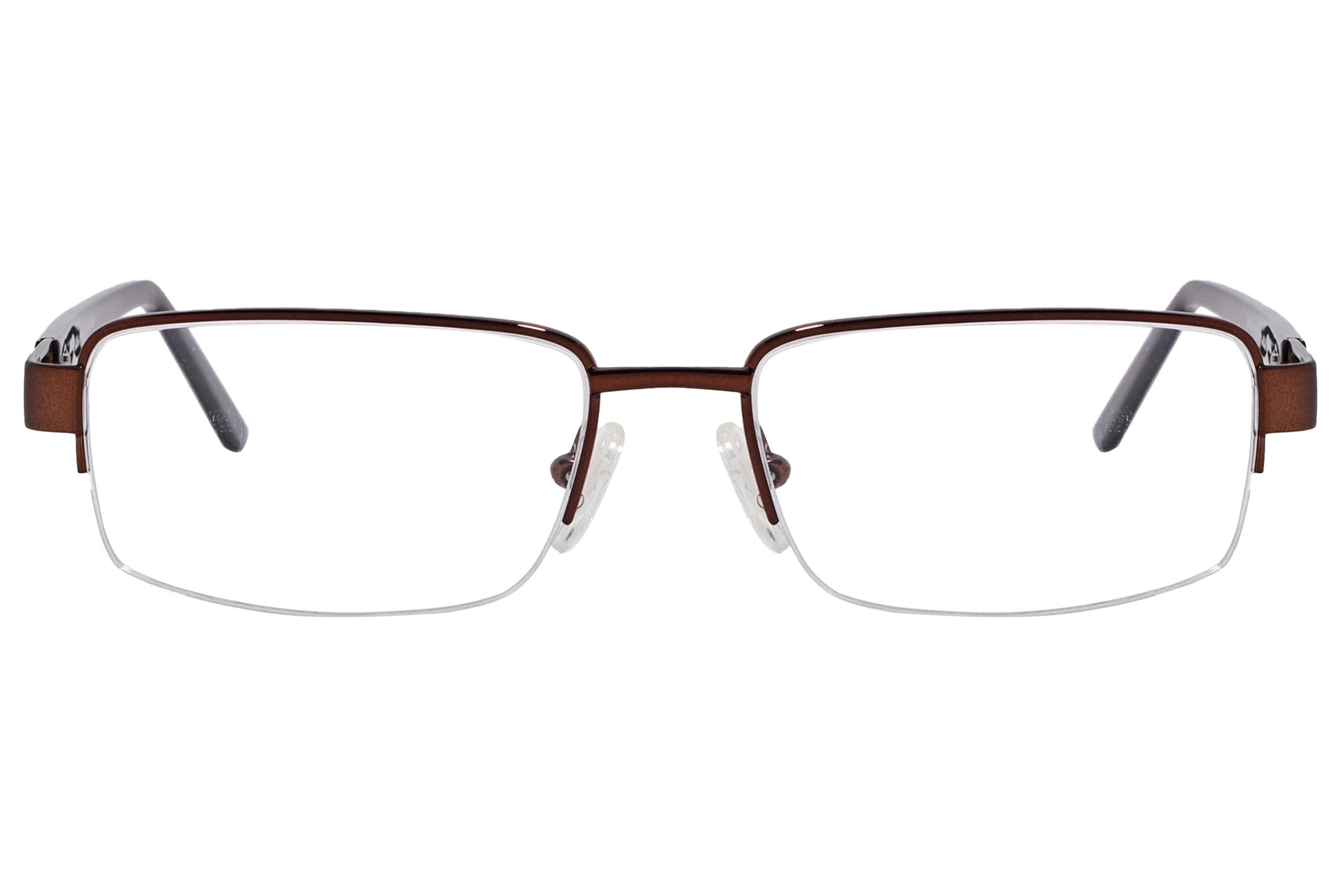 cellini rectangle bronze eyeglasses frame viewed from front angle.