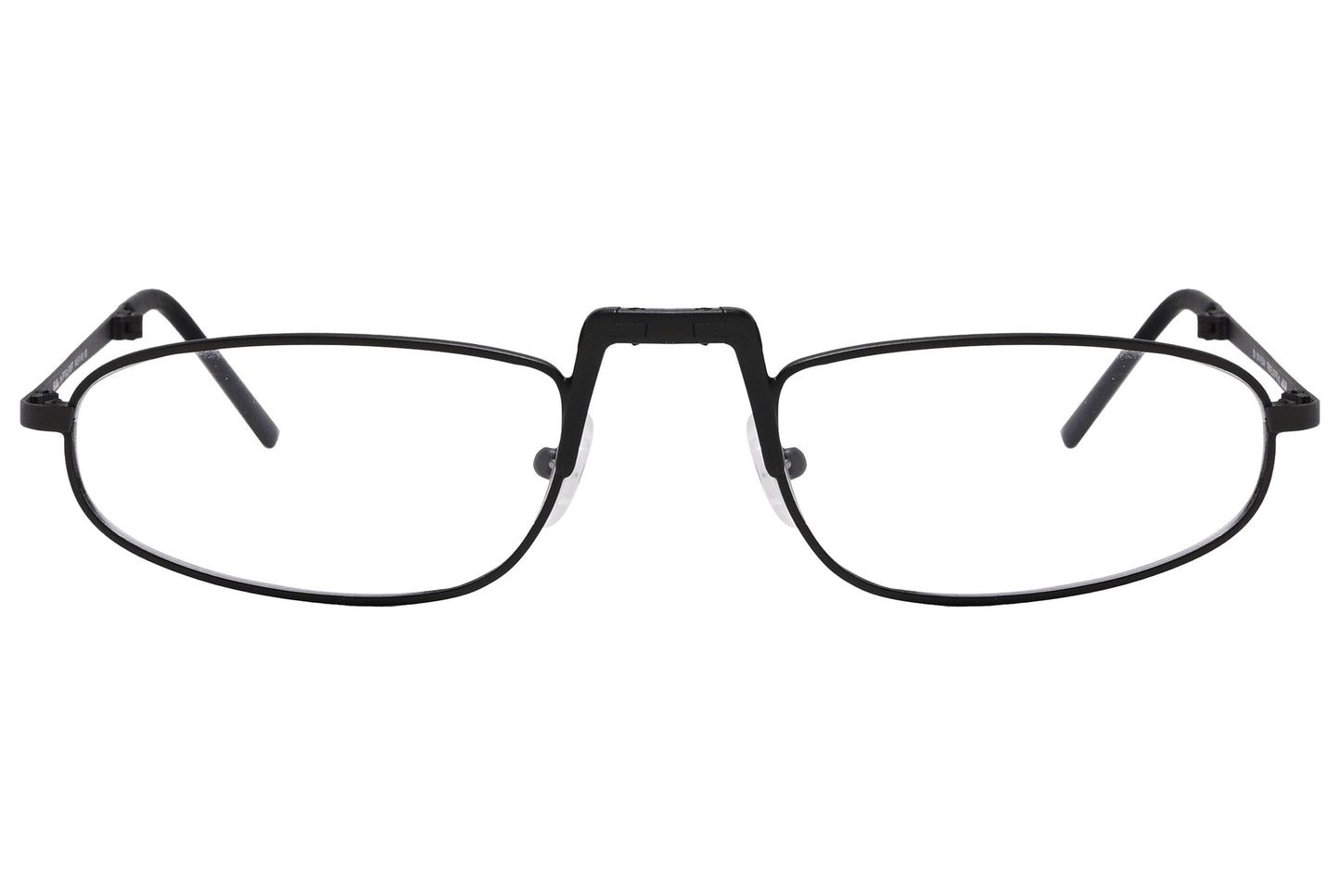 cellini oval black eyeglasses frame viewed from front angle.