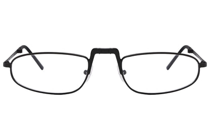 cellini oval black eyeglasses frame viewed from front angle.