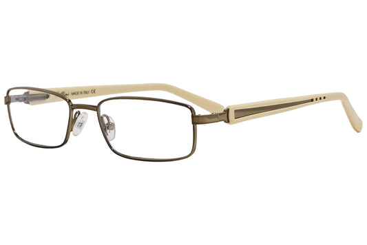 cellini rectangle bronze eyeglasses frame viewed from a 45-degree angle.