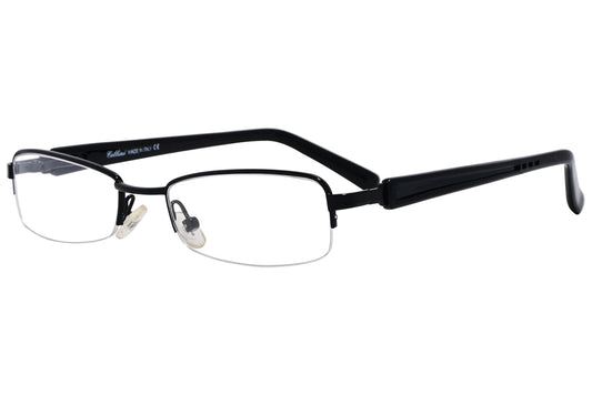 cellini rectangle black eyeglasses frame viewed from a 45-degree angle.