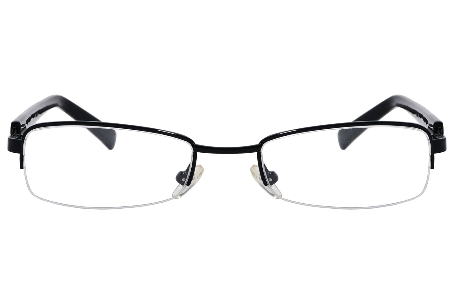 cellini rectangle black eyeglasses frame viewed from front angle.