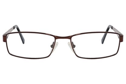 cellini rectangle bronze eyeglasses frame viewed from front angle.