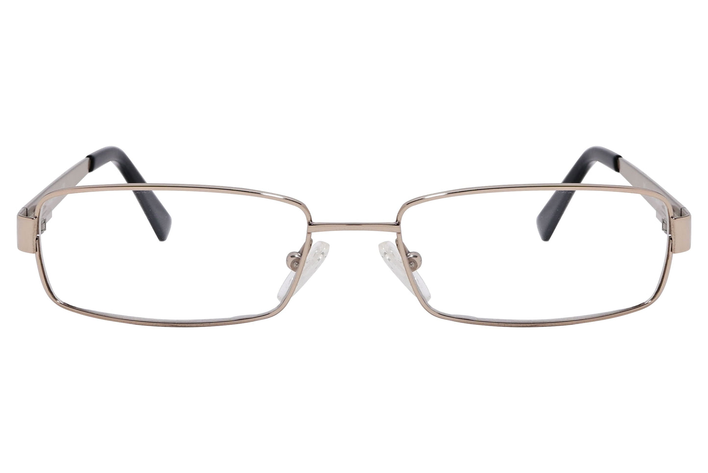 cellini rectangle black eyeglasses frame viewed from front angle.