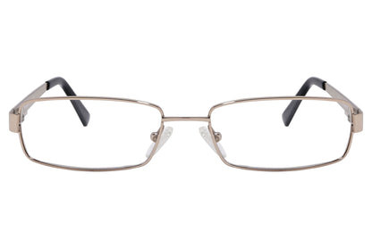 cellini rectangle black eyeglasses frame viewed from front angle.