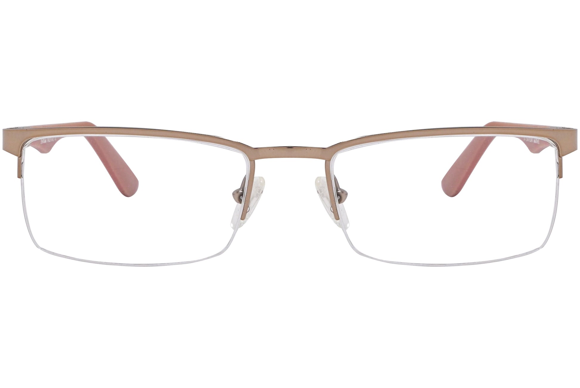 cellini rectangle brown eyeglasses frame viewed from front angle.