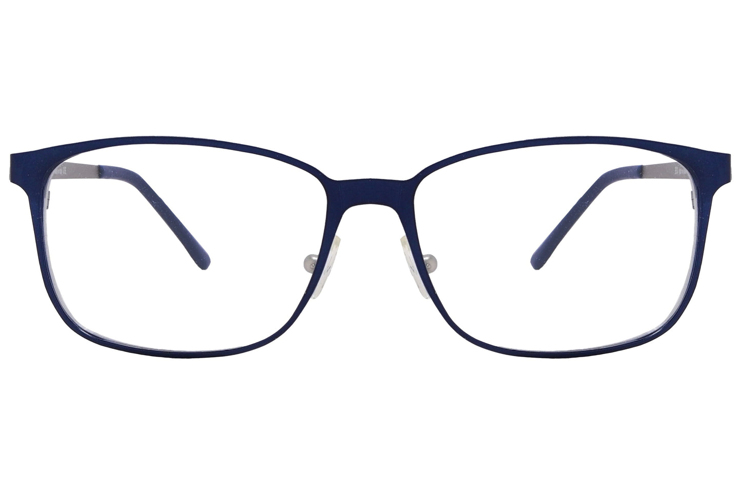 cellini rectangle blue eyeglasses frame viewed from front angle.