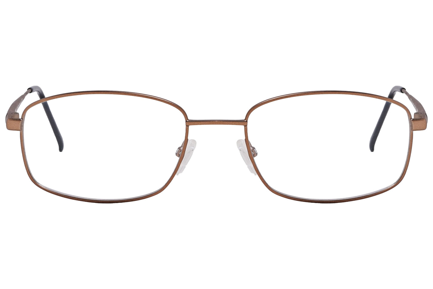 cellini rectangle bronze eyeglasses frame viewed from front angle.