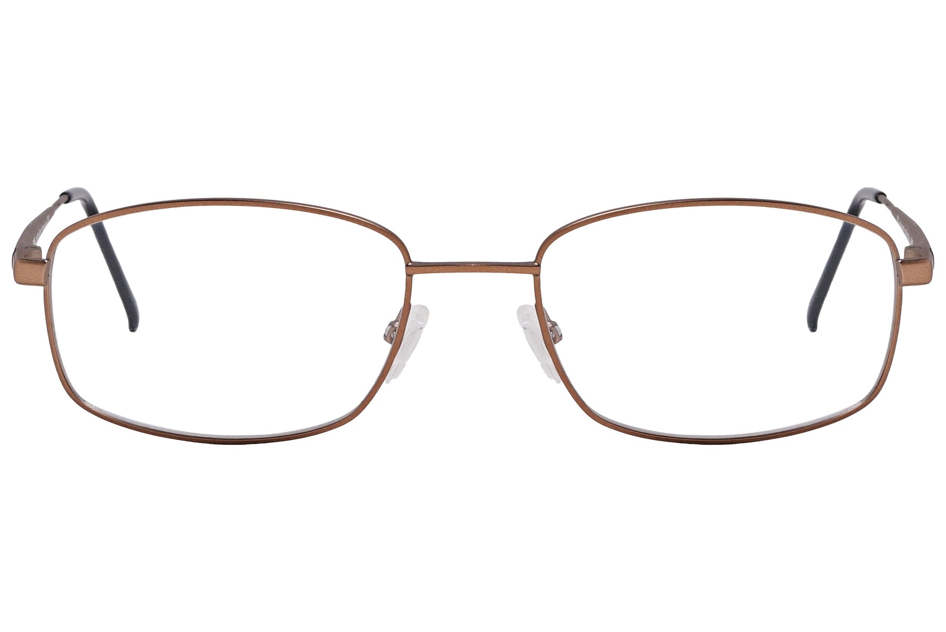 cellini rectangle bronze eyeglasses frame viewed from front angle.