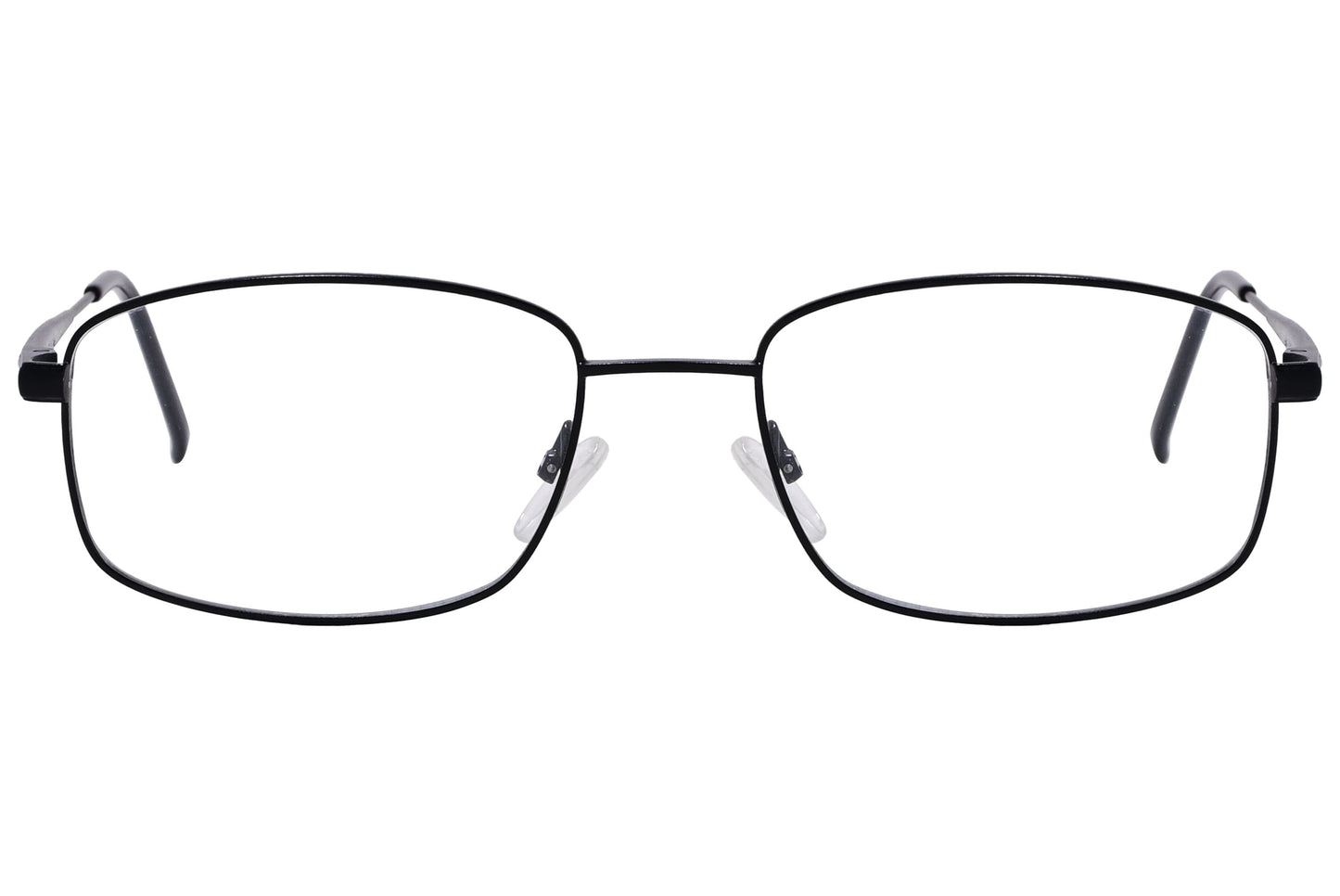 cellini rectangle black eyeglasses frame viewed from front angle.