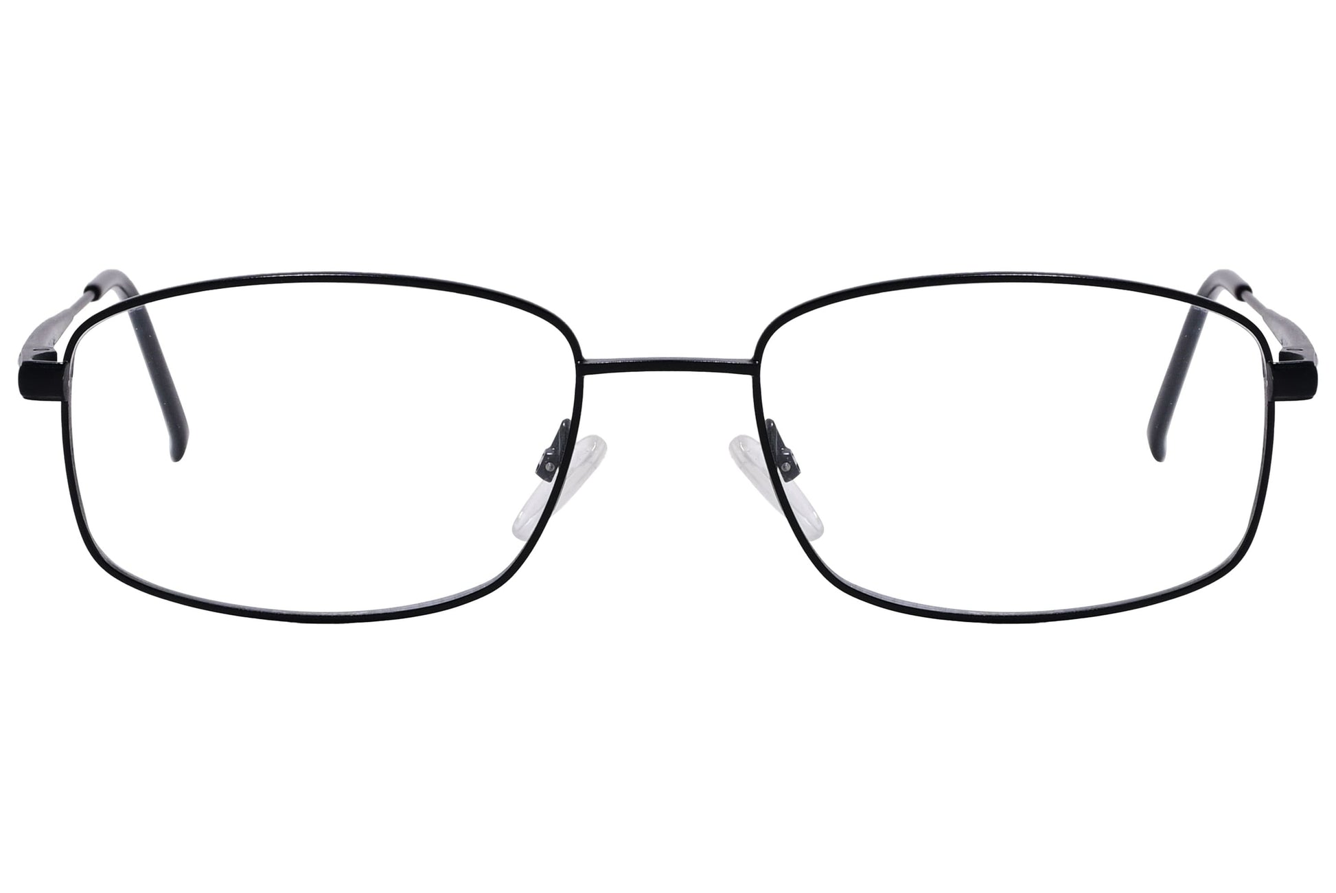 cellini rectangle black eyeglasses frame viewed from front angle.