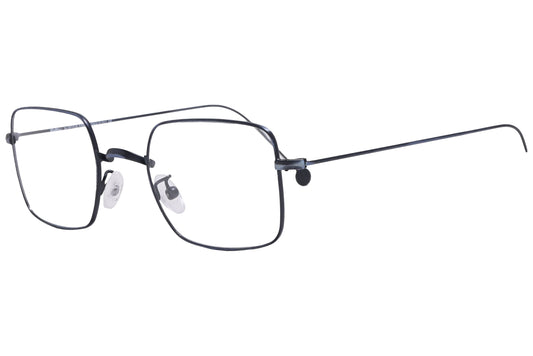 cellini square blue eyeglasses frame viewed from a 45-degree angle.