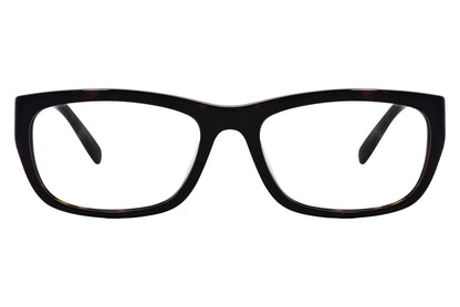 cellini rectangle black and tortoise eyeglasses frame viewed from front angle.