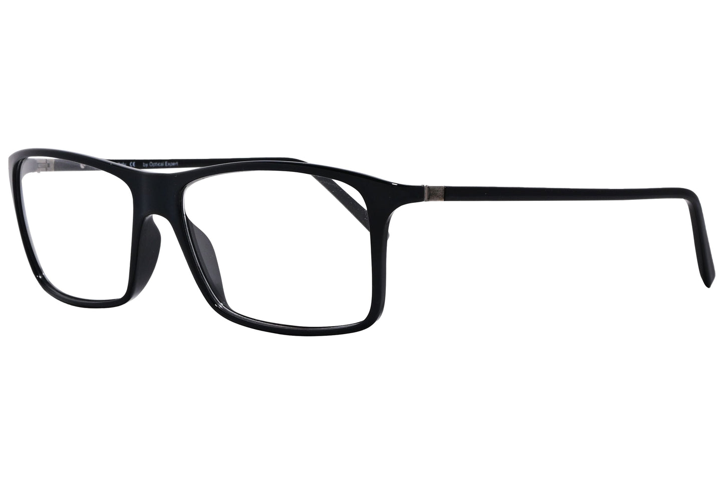 cellini rectangle black eyeglasses frame viewed from a 45-degree angle.