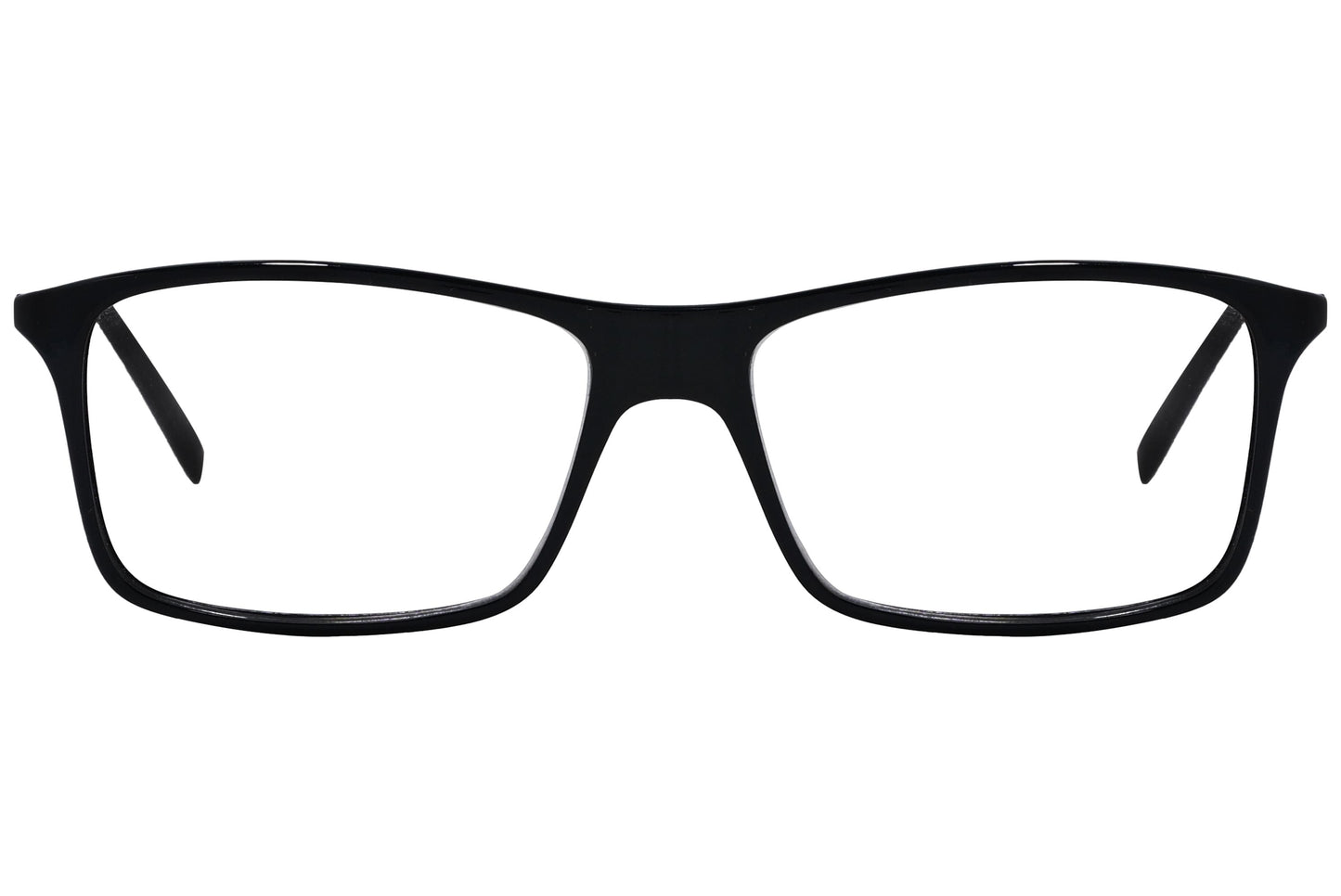 cellini rectangle black eyeglasses frame viewed from front angle.