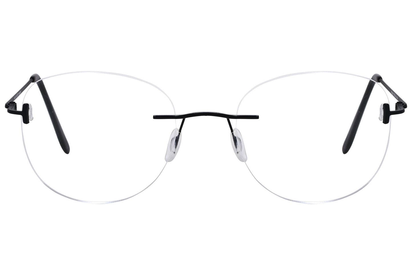 cellini round black eyeglasses frame viewed from front angle.