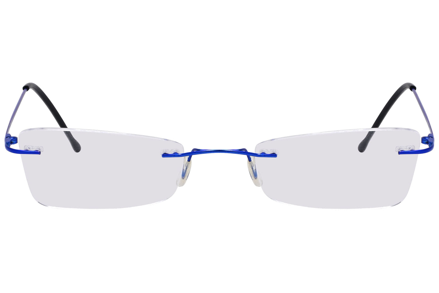 cellini geometric blue eyeglasses frame viewed from front angle.